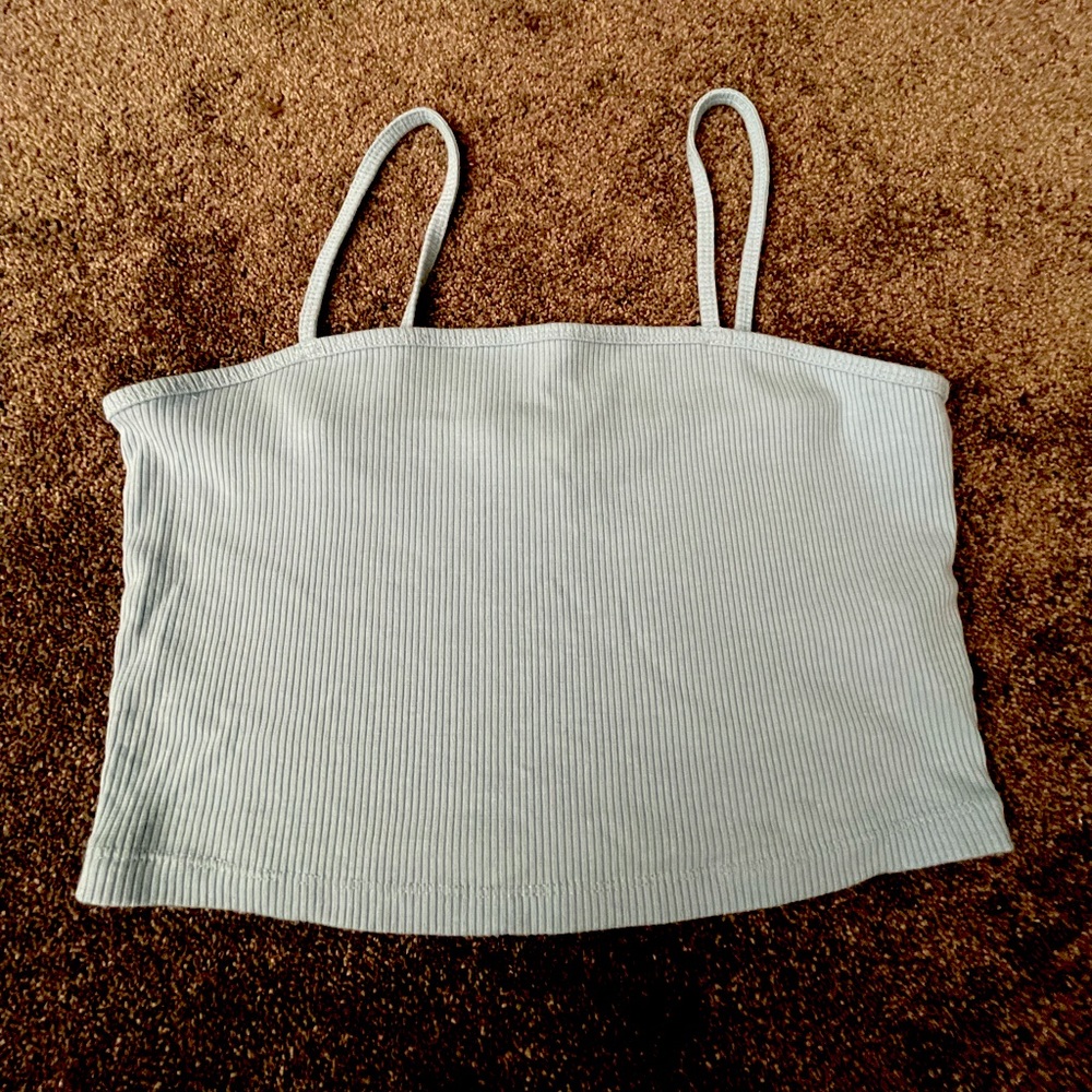 ribbed pastel blue crop tank top